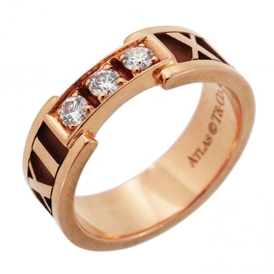 【6jdb0415-17-k】ティファニー リング アトラス 3PD K18PG ピンクゴールド ダイヤモンド 6.5号【中古】レディース