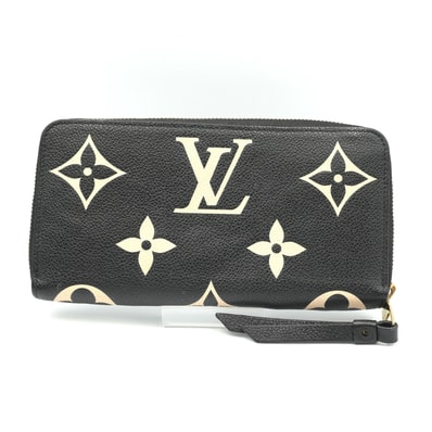 LOUIS VUITTON(ルイ・ヴィトン)ジッピー・ウォレット 長財布 モノグラム アンプラント バイカラー ノワール ベージュ M69794【中古】