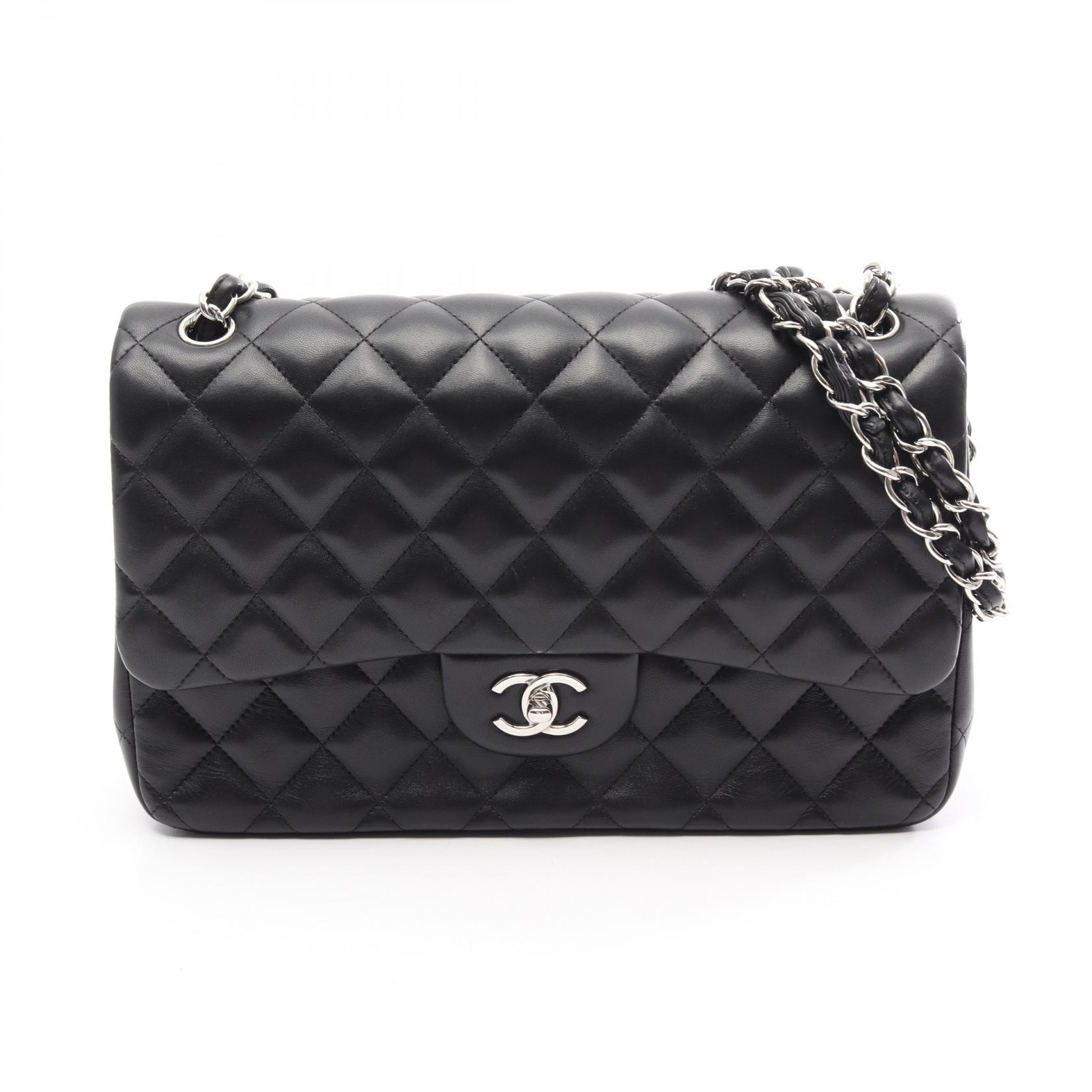 シャネル CHANEL デカマトラッセ30 クラシック ラージ Wフラップ ショルダーバッグ バッグ ラムスキン(羊革) レディース ブラック系 A58600 【中古】