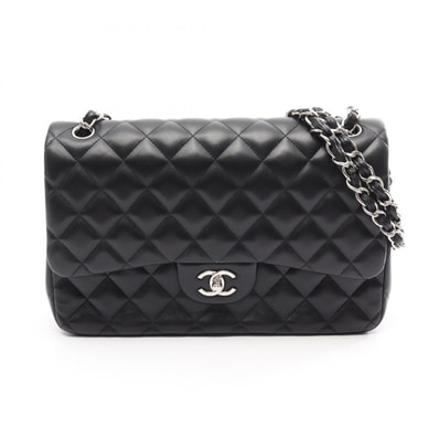 シャネル CHANEL デカマトラッセ30 クラシック ラージ Wフラップ ショルダーバッグ バッグ ラムスキン(羊革) レディース ブラック系 A58600 【中古】