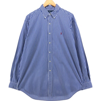 古着 ラルフローレン Ralph Lauren CLASSIC FIT クラシックフィット 長袖 ボタンダウンストライプシャツ メンズL相当/eaa540766
