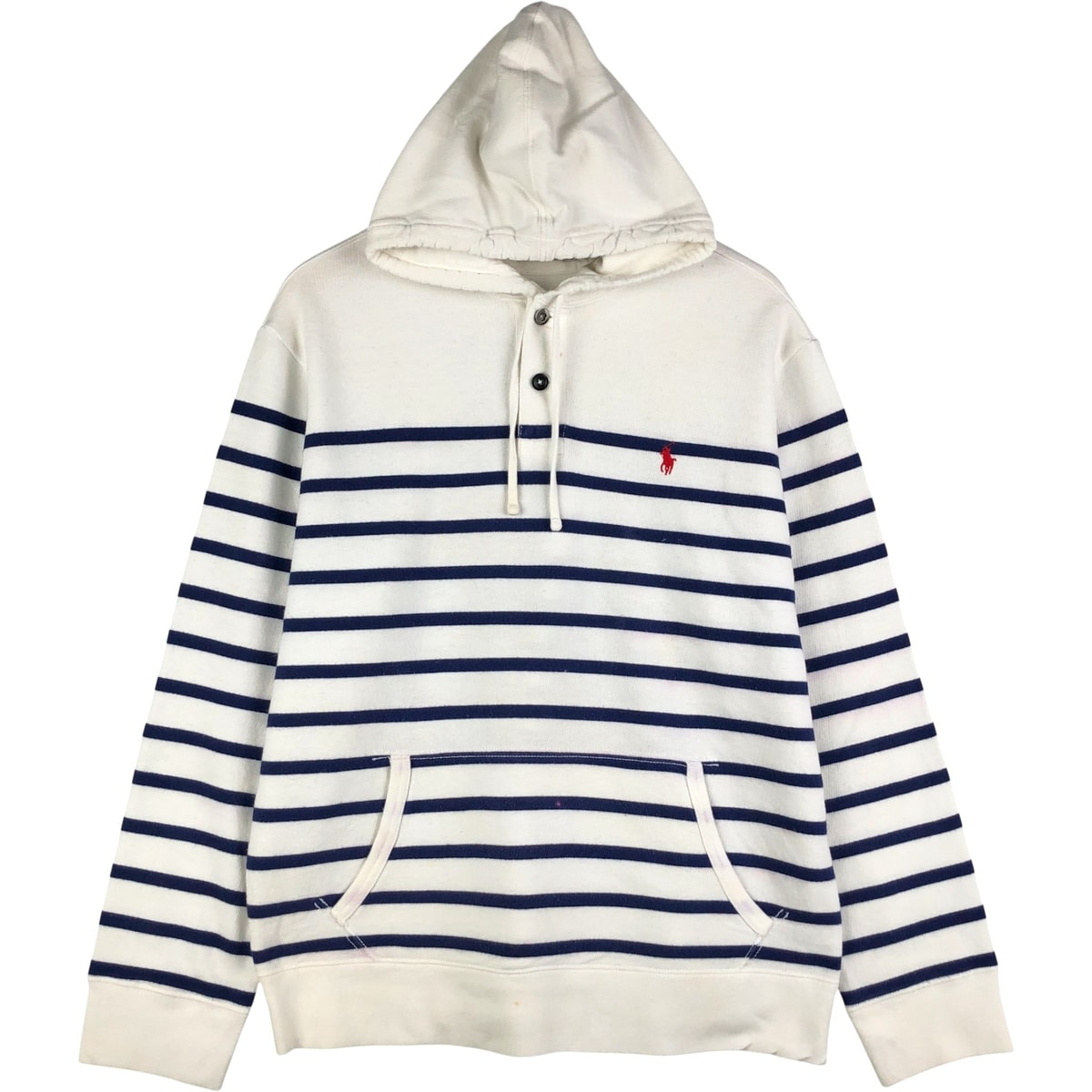 古着 ラルフローレン Ralph Lauren POLO RALPH LAUREN ボーダー柄 スウェットハーフボタンパーカー メンズXL相当/eaa595945