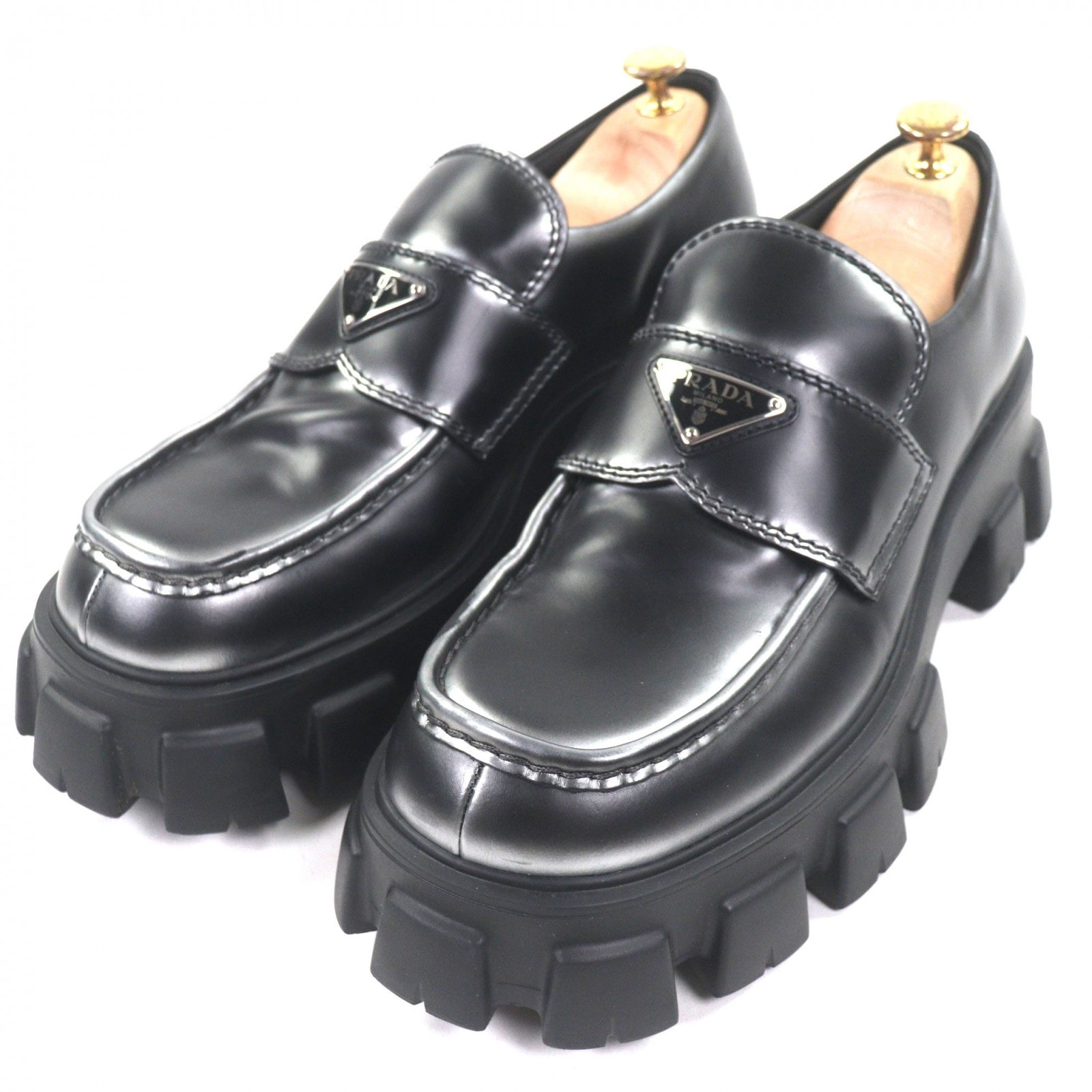 極美品 プラダ ローファー ブラック メンズ 9 2DE129