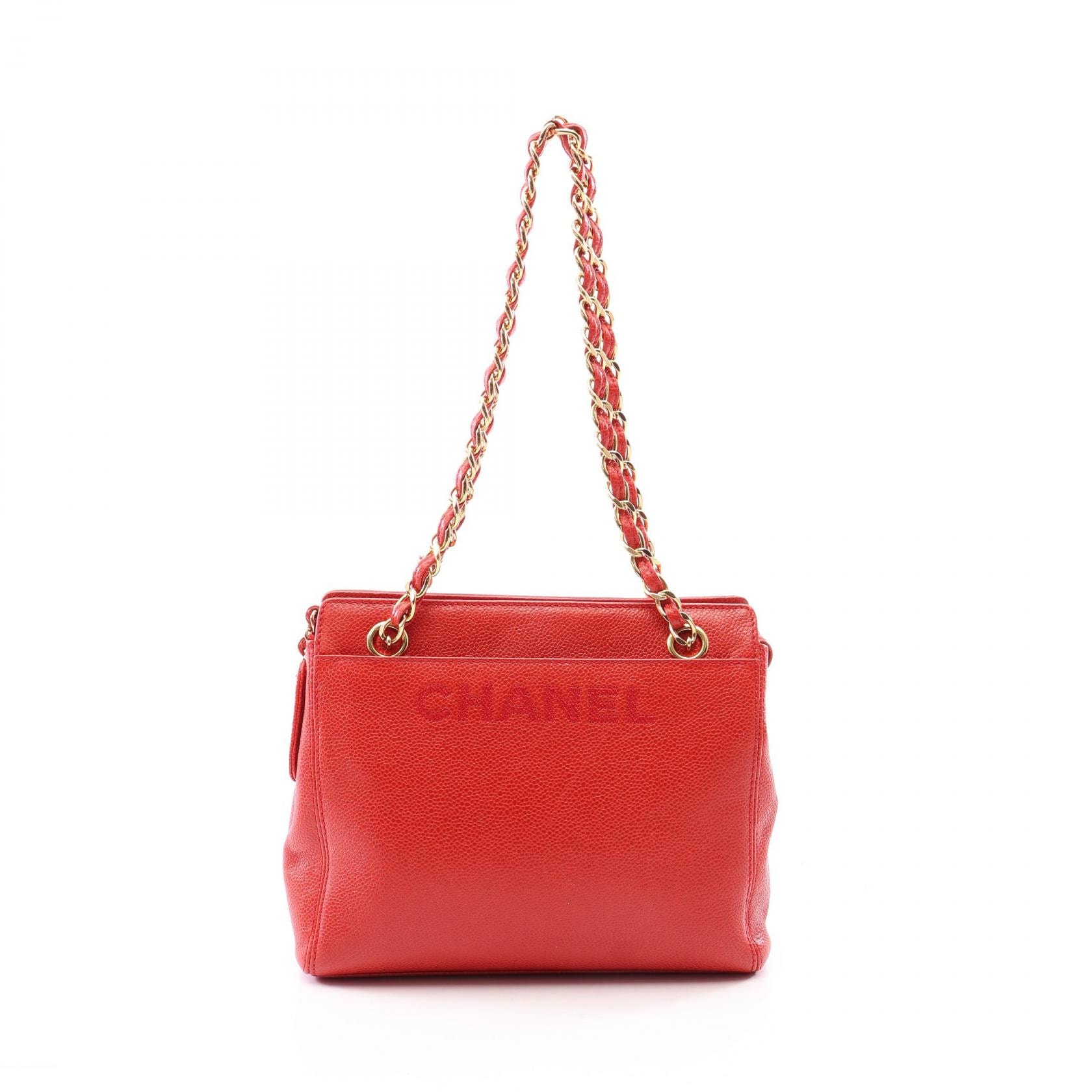 シャネル CHANEL ロゴ ショルダーバッグ バッグ キャビアスキン(グレインドカーフ) レディース レッド系 【中古】