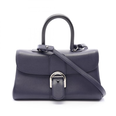 デルヴォー Delvaux ブリヨン イーストウエスト ミニ 2WAY ハンドバッグ バッグ レザー レディース ネイビー系 【中古】