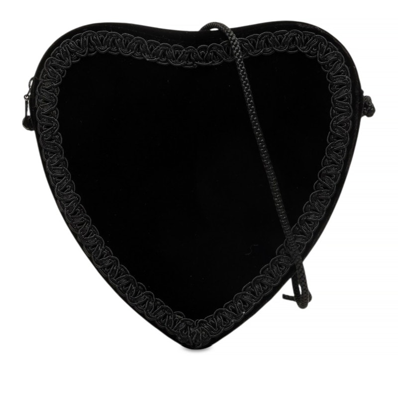 サンローラン 斜め掛け ハート ショルダーバッグ ポシェット ブラック ベロア レディース SAINT LAURENT 中古