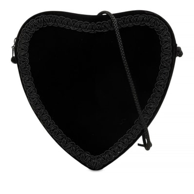 サンローラン 斜め掛け ハート ショルダーバッグ ポシェット ブラック ベロア レディース SAINT LAURENT 中古