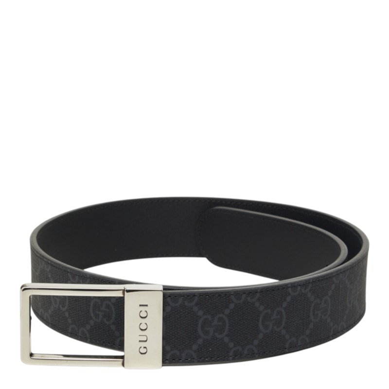 グッチ GGスプリーム ベルト サイズ70/20 722370 グレー キャンバス レザー メンズ GUCCI 中古