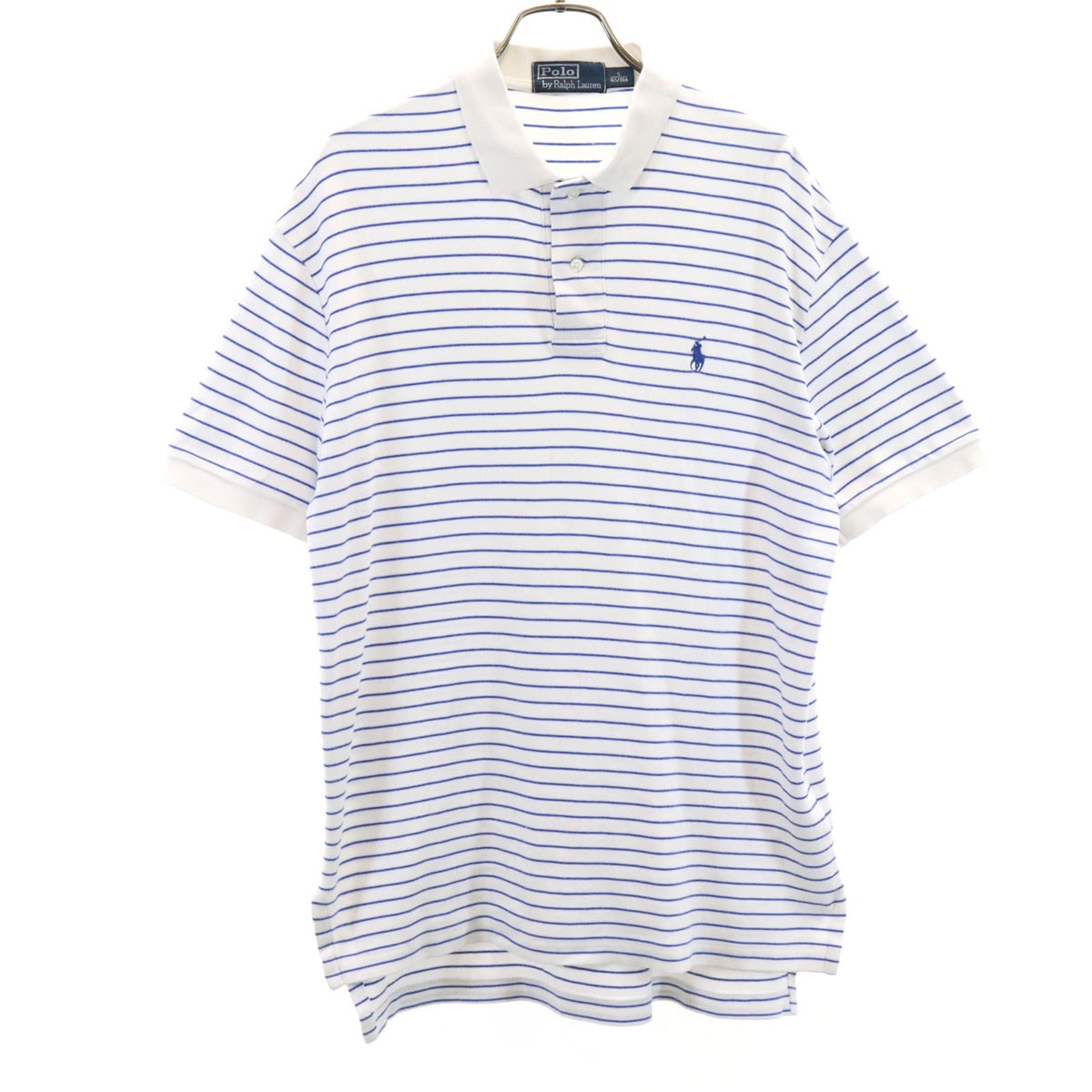 Polo by Ralph Lauren ポロバイラルフローレン ボーダー柄 半袖 ポロシャツ S ホワイト