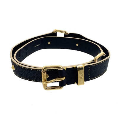 LOUIS VUITTON ルイ・ヴィトン サンチュールスハリ ベルト M6869W レザー ブラック ゴールド 【中古】