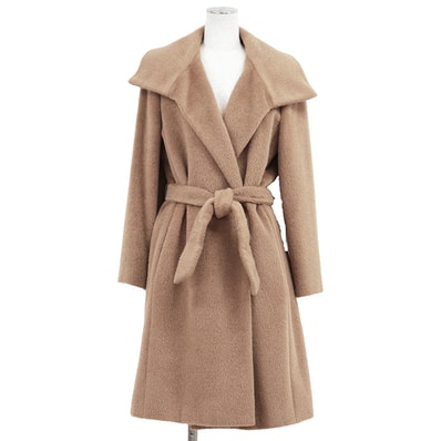 【極美品】MaxMara マックスマーラ ガウンコート サイズ 38 レディース アルパカ × ウール アウター ベルト付属 キャメル イタリア製