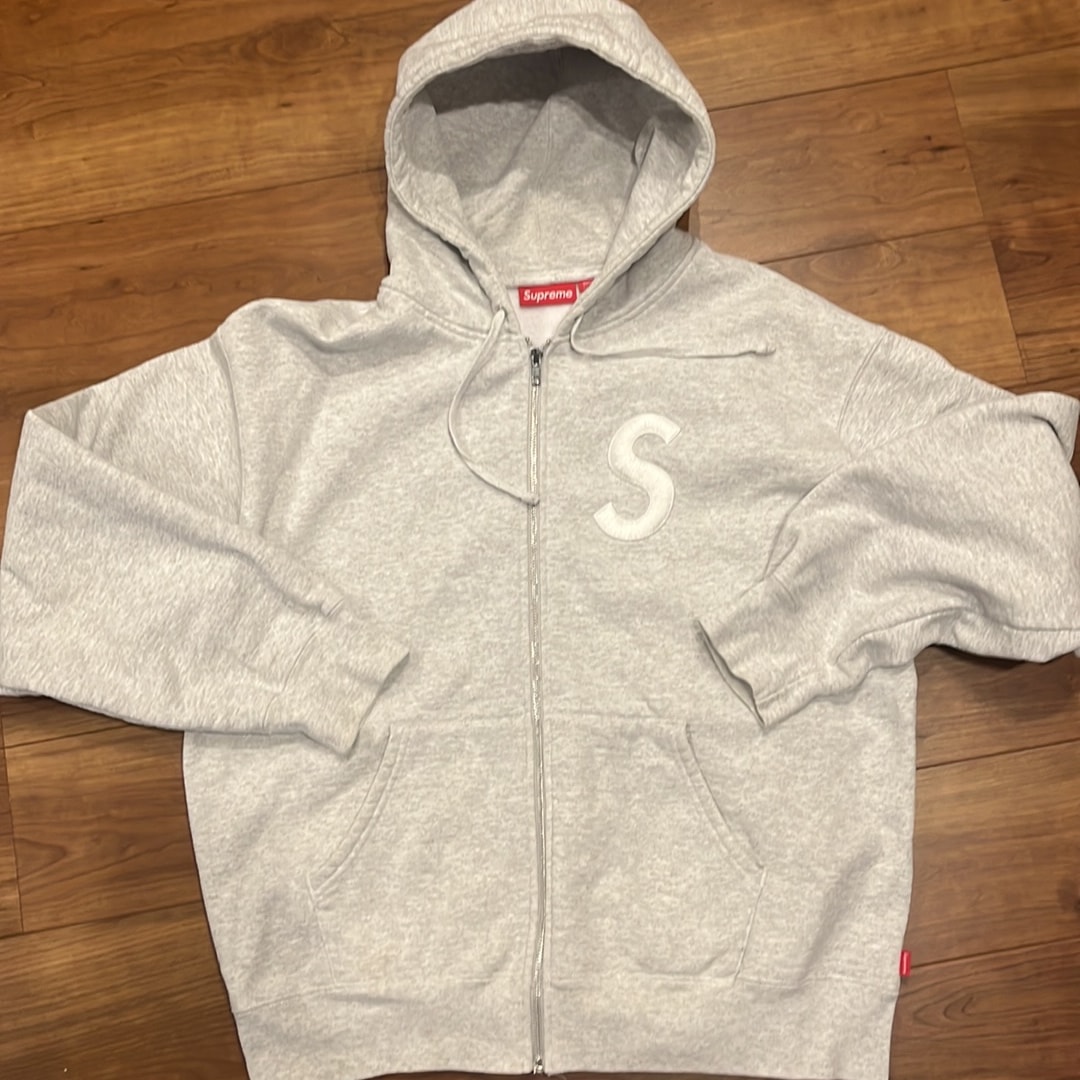 Supreme S Logo Zip Up Hooded Sweatshirt "Ash Grey" (FW24)