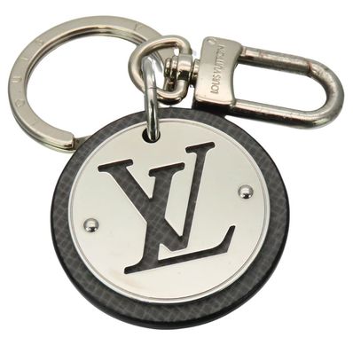 【中古】 ルイ・ヴィトン キーホルダー ポルトクレ・LVサークル M00477 メタル レザー シルバー グレー チャーム アクセサリー 小物 レディース メンズ LOUIS VUITTON
