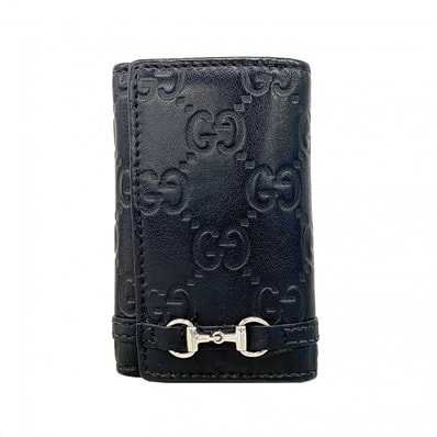 ★SALE【6ee6347-k】グッチ キーケース グッチシマ ホースビット 245774 レザー ブラック シルバー金具【中古】メンズ レディース ユニセックス