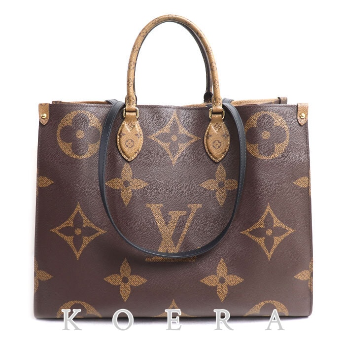 LOUIS VUITTON ルイ・ヴィトン オンザゴーGM トートバッグ モノグラム ジャイアント リバース ブラウン M45320 AR2240 ユニセックス【中古】【美品】