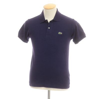 【中古】ラコステ LACOSTE コットン 鹿の子 半袖ポロシャツ パープルネイビー【サイズ1】【メンズ】