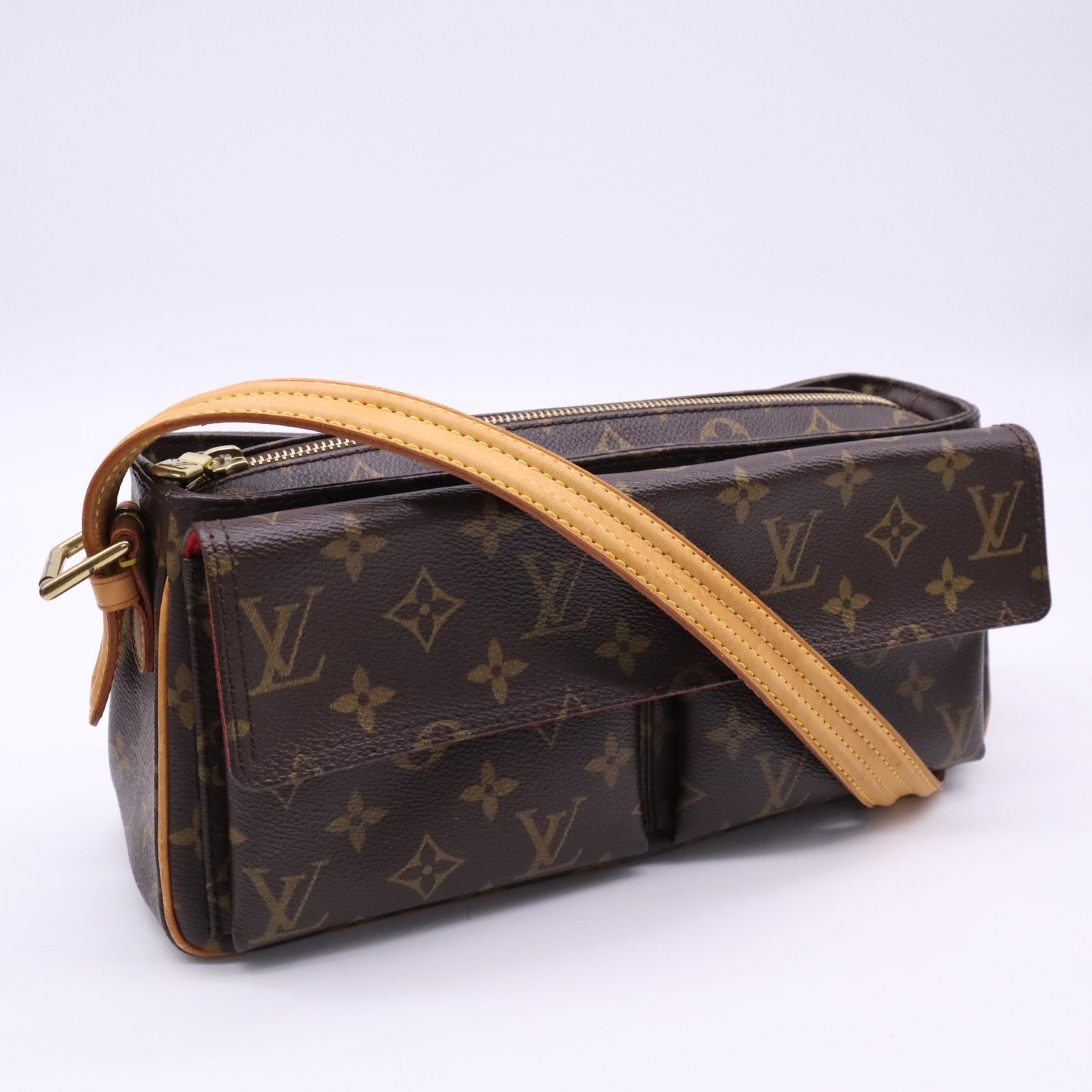 LOUIS VUITTON ルイ・ヴィトン モノグラム ヴィバ シテMM M51164 ハンドバッグ ブラウン ベージュ コーティングキャンバス レザー レディース