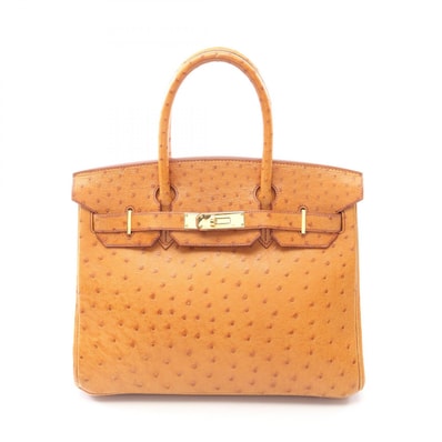 エルメス HERMES バーキン30 チェスナッツ ハンドバッグ バッグ オーストリッチ オーストリッチ □D刻印(2000年製造) レディース ブラウン系 021706CC 【中古】