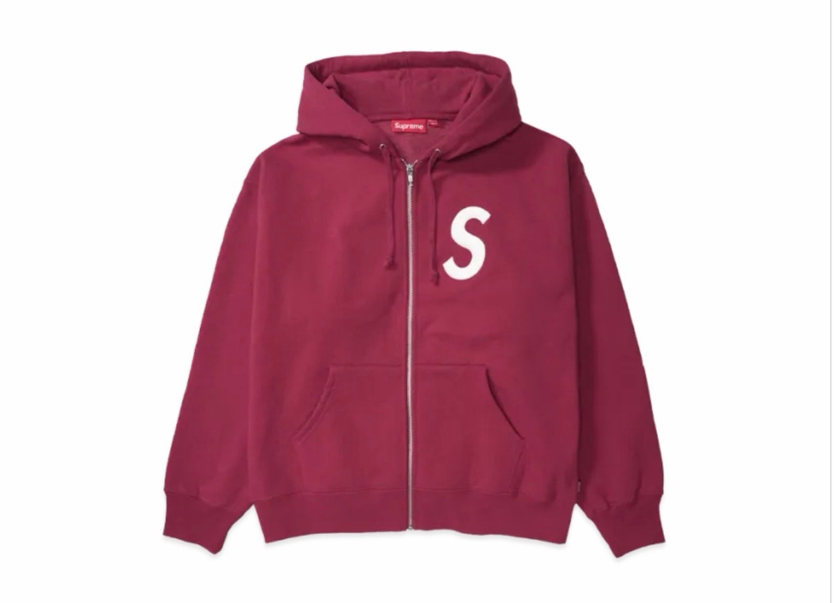 Supreme S Logo Zip Up Hooded Sweatshirt (25FW) "Raspberry"