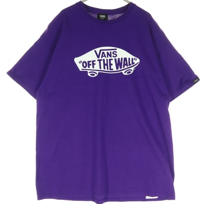 VANS バンズ コットン ロゴプリント 半袖 Tシャツ XL パープル