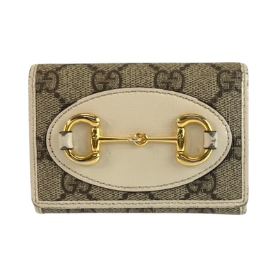 GUCCI グッチ ホースビット ベージュ アイボリー ゴールド金具 GGスプリームキャンバス 折り財布 コンパクトウォレット 604550 【中古】