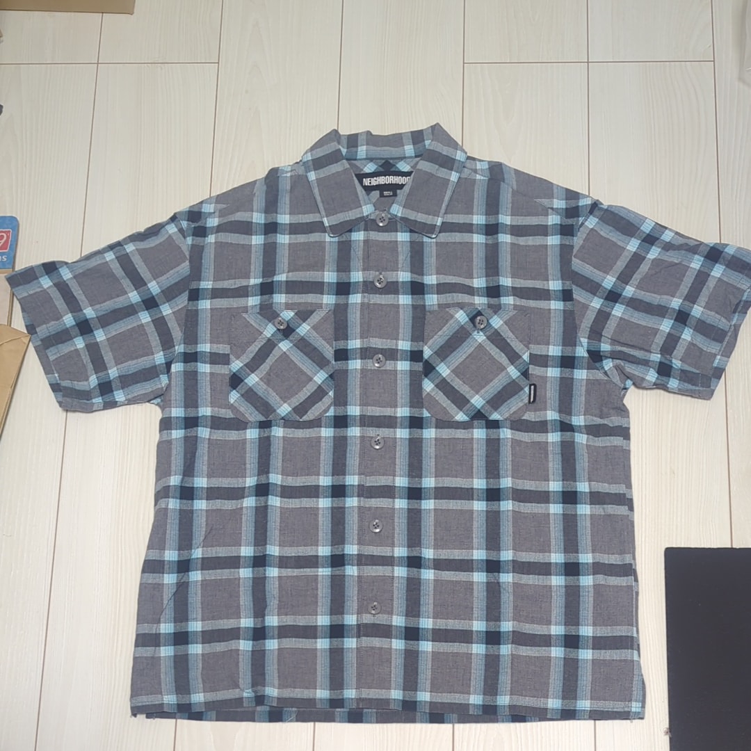 ネイバーフッド ネオンチェック シャツ SS "ブルー"