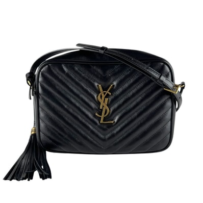 サンローラン SAINT LAURENT ショルダーバッグ ルー カメラバッグ レザー ブラック ゴールド レディース 612544【中古】 z9354