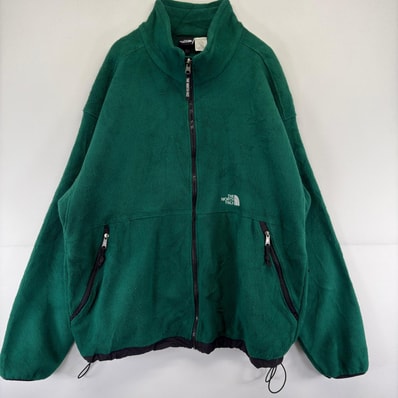 古着 ザ・ノースフェイス THE NORTH FACE ジャケット ワンポイント ロゴ 刺繍 アウトドア 大きいサイズ フリース 2XL グリーン メンズ