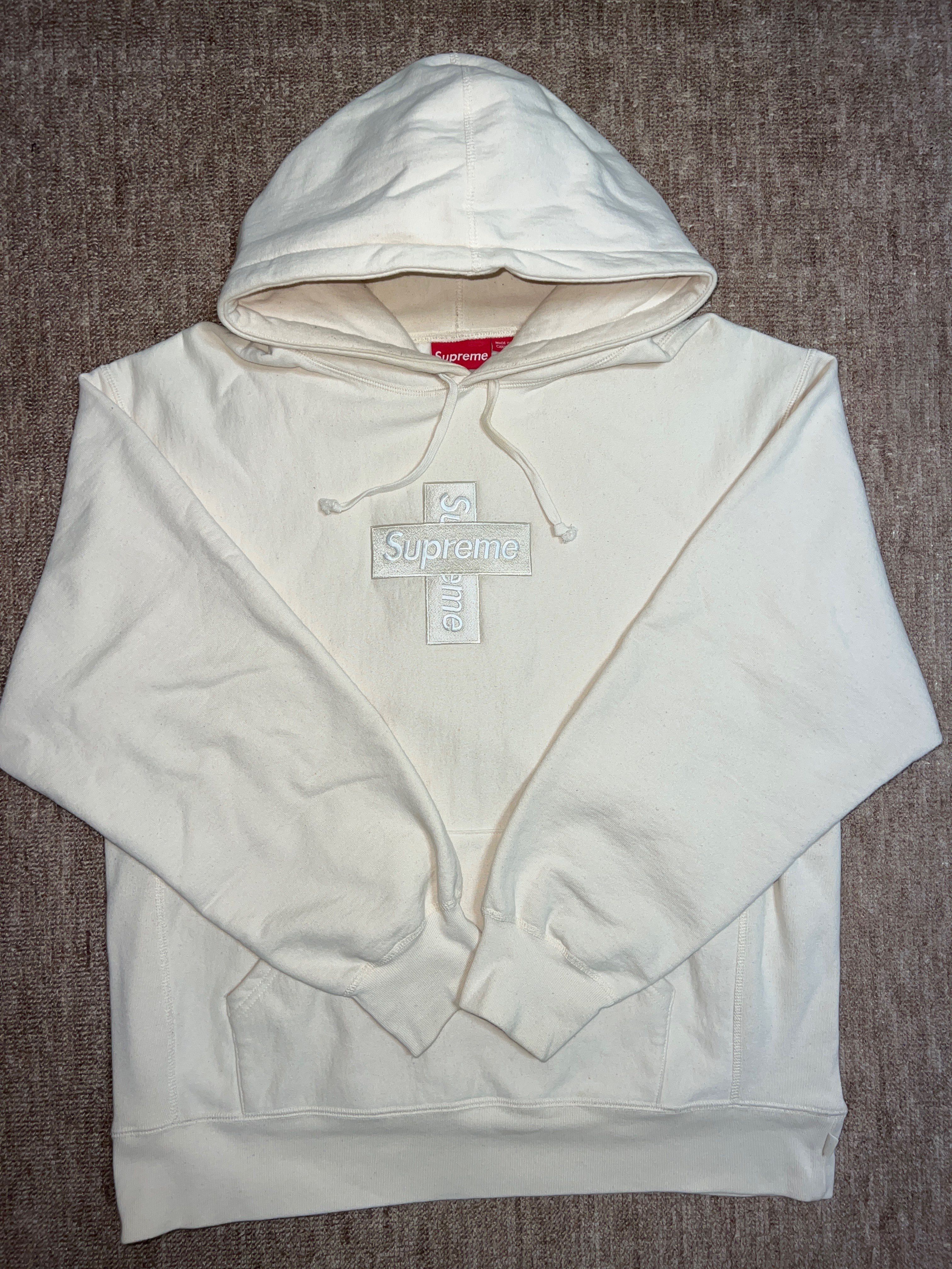 Supreme Cross Box Logo Hooded Sweatshirt "Natural"