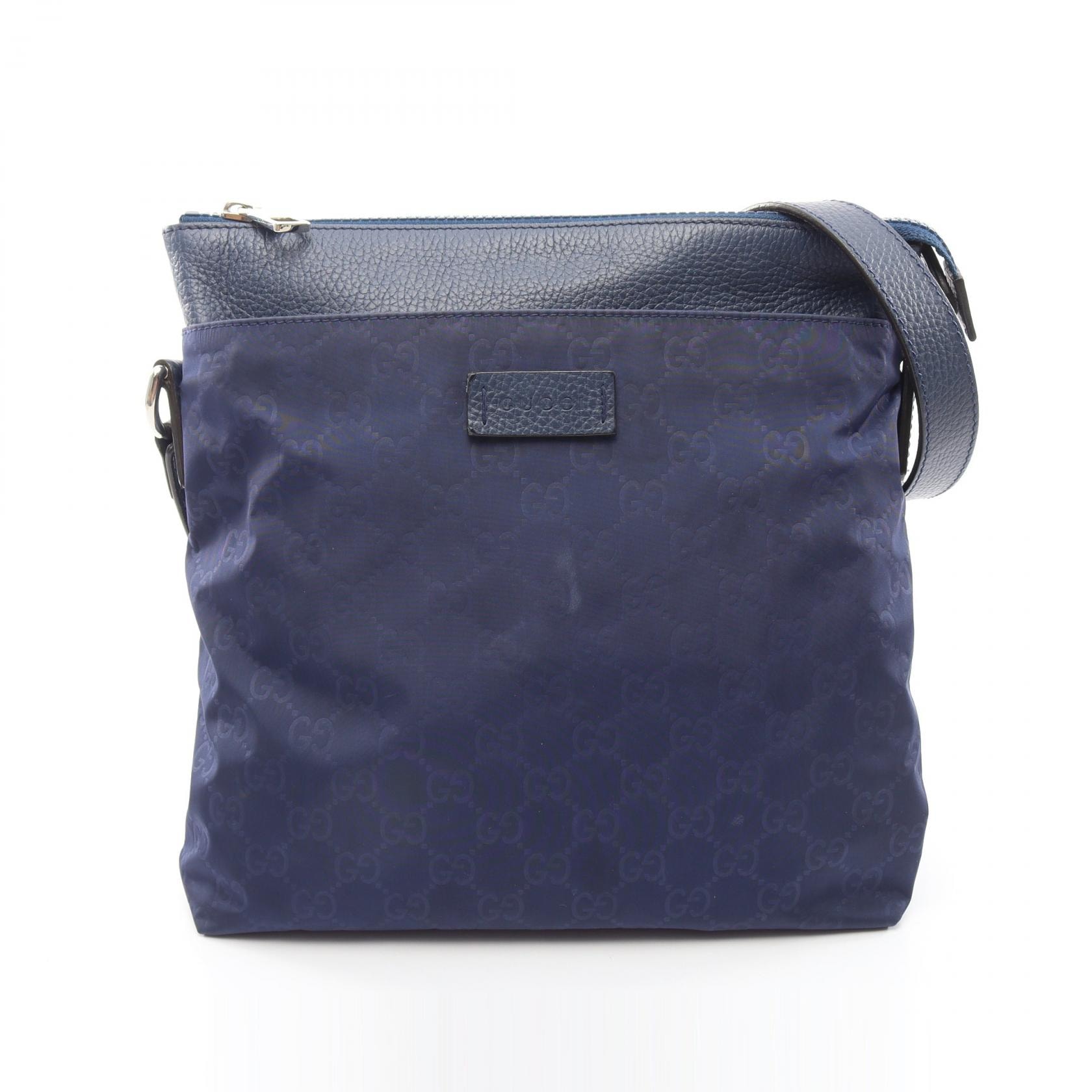 グッチ GUCCI GG柄 ショルダーバッグ バッグ ナイロン レザー メンズ レディース ブルー系 510342 【中古】
