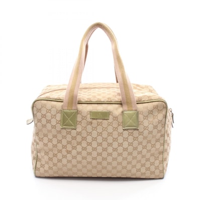 グッチ GUCCI GGキャンバス ボストンバッグ バッグ キャンバス レザー レディース ベージュ系 / ブラウン系 / ゴールド系 153240 【中古】