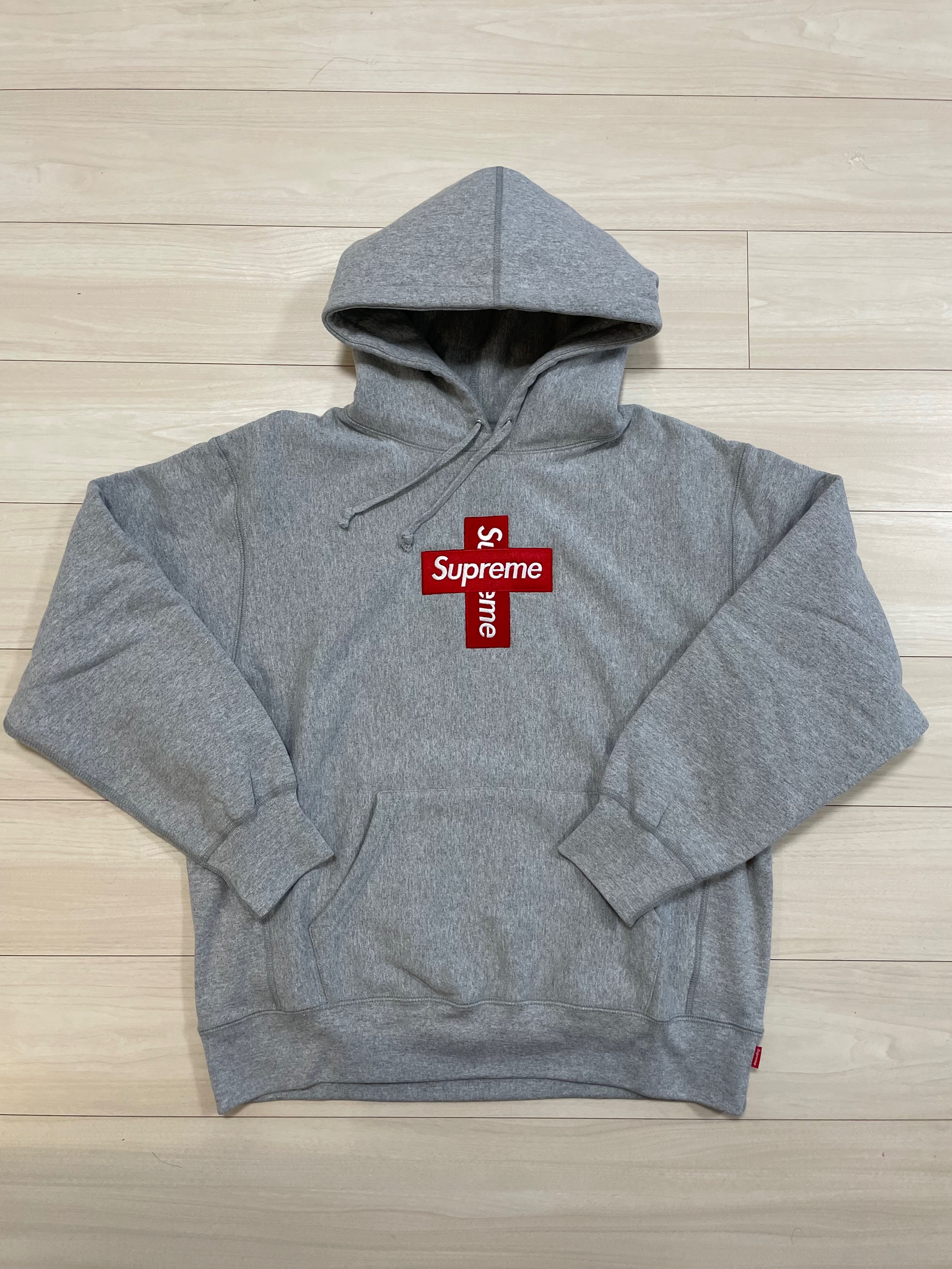Supreme Cross Box Logo Hooded Sweatshirt "Grey"