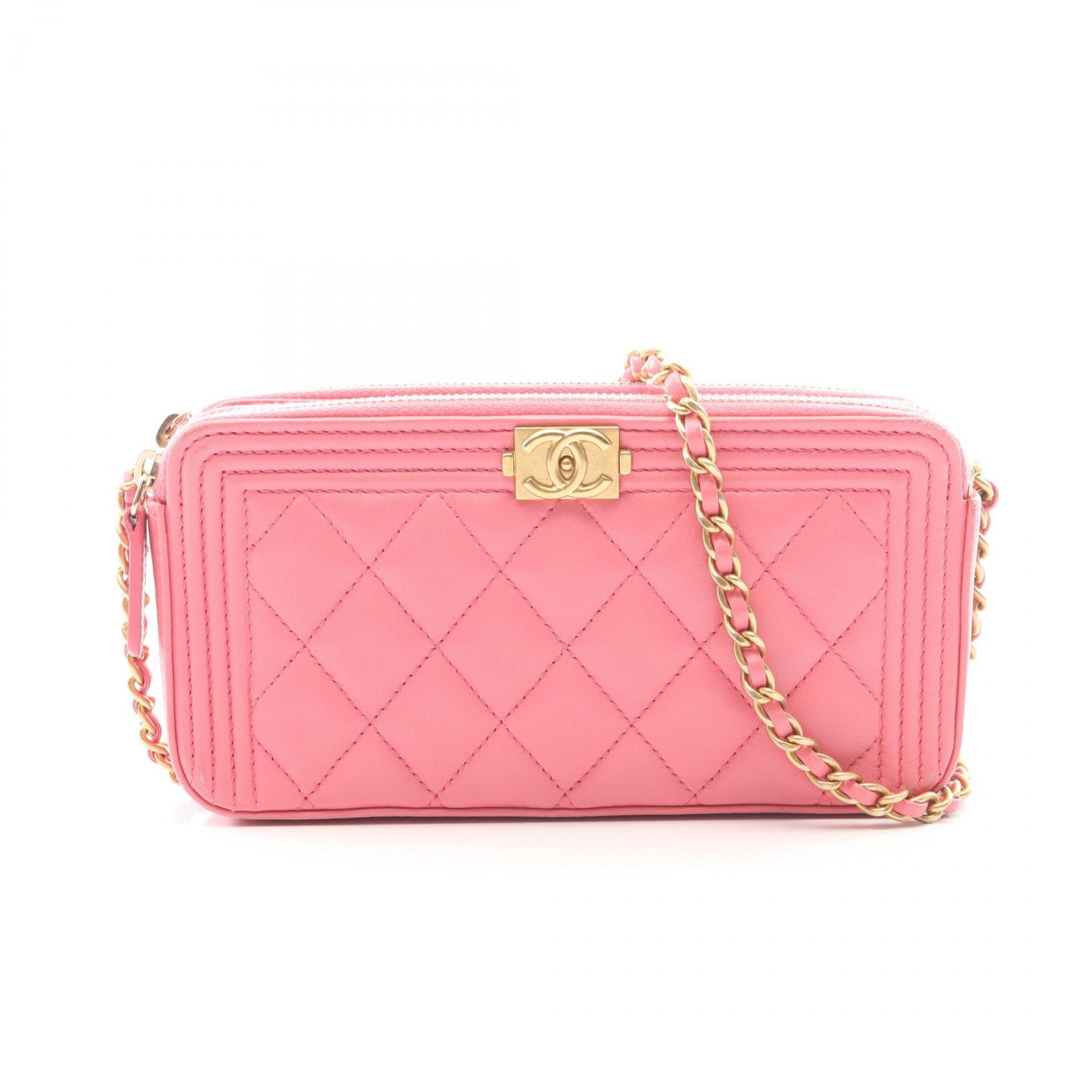 シャネル CHANEL ボーイシャネル ショルダーバッグ バッグ ラムスキン(羊革) レディース ピンク系 【中古】