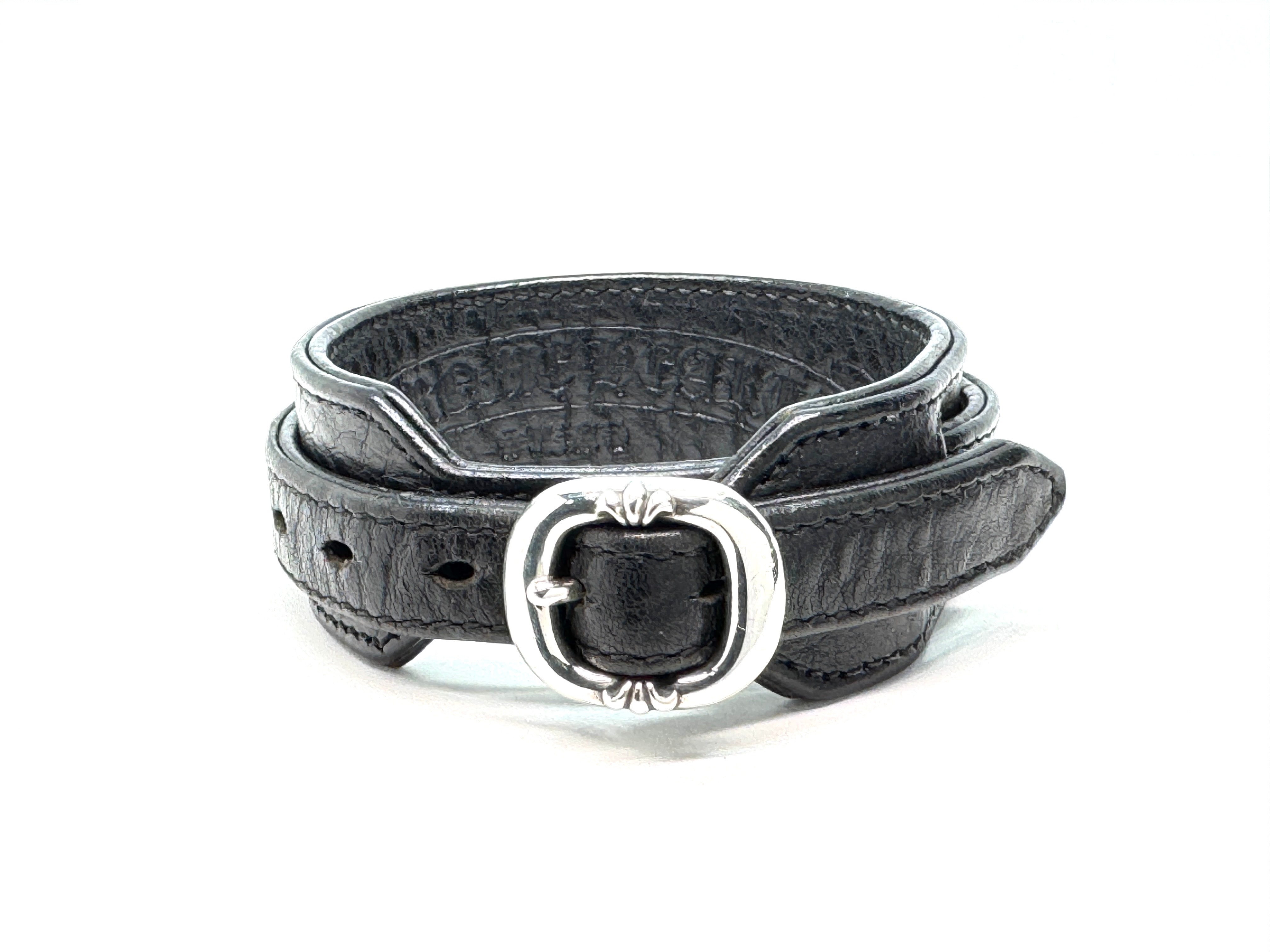 Chrome Hearts R&R Slim Silver 925 Leather Bracelet "Black/Silver"