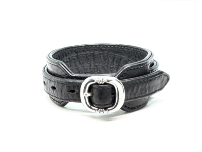 Chrome Hearts R&R Slim Silver 925 Leather Bracelet "Black/Silver"
