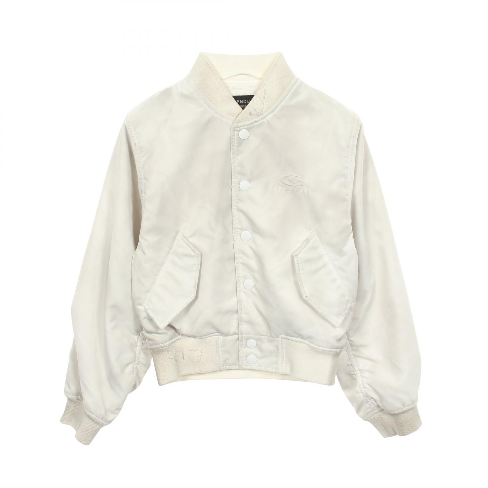 バレンシアガ BALENCIAGA ユーズド加工 ブルゾン 衣料品 アウター ナイロン メンズ レディース ホワイト系 811890 【中古】