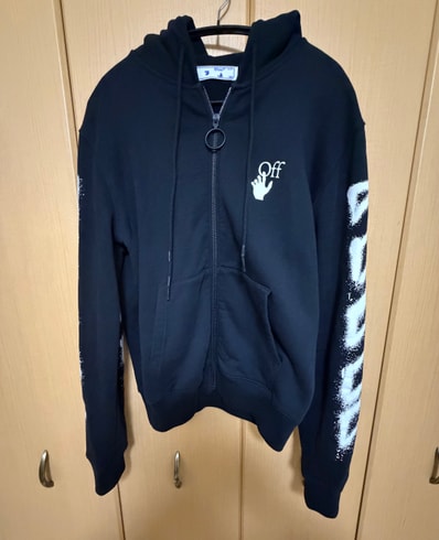 Off-White スプレーアート ジップパーカー ブラック