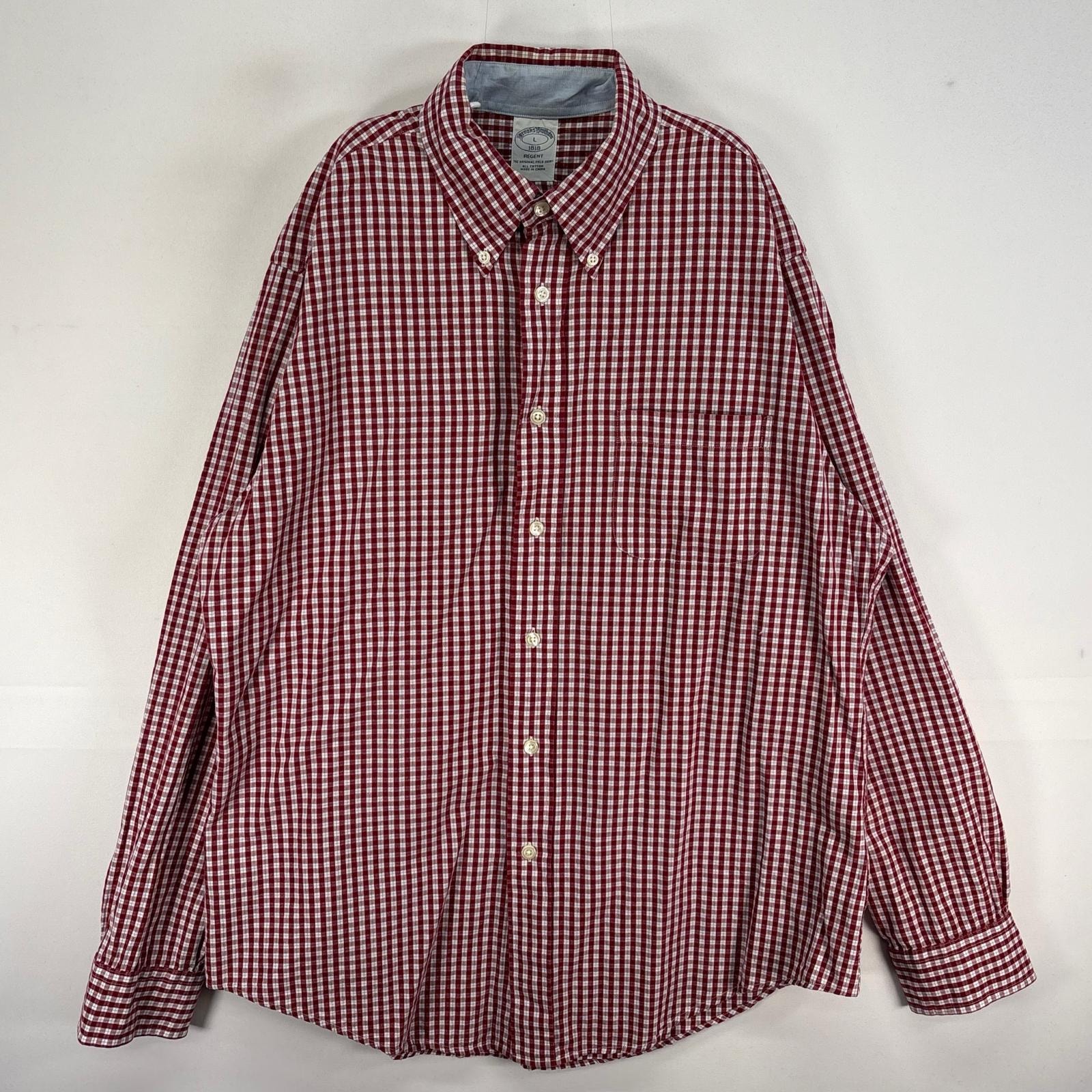 古着 ブルックスブラザーズ Brooks Brothers 長袖シャツ チェック 胸ポケ REGENT L レッド系 マルチカラー メンズ