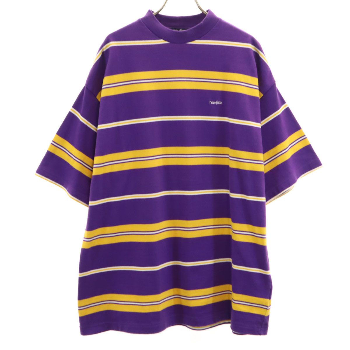 NAUTICA ノーティカ ボーダー柄 半袖 Tシャツ S パープル