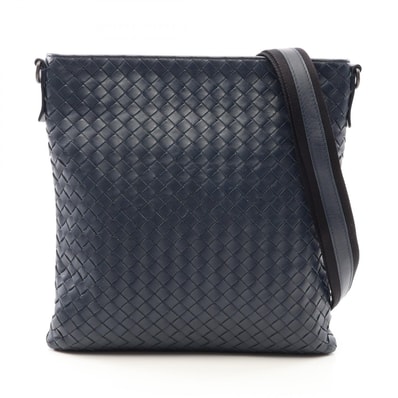 ボッテガヴェネタ BOTTEGA VENETA イントレチャート ショルダーバッグ ショルダーバッグ バッグ レザー レディース ネイビー系 【中古】