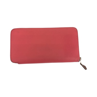 HERMES エルメス アザップロング シルクイン ピンク ブラウン シルバー金具 ヴォーエプソン 長財布 ラウンドファスナー X刻印 504188 【中古】