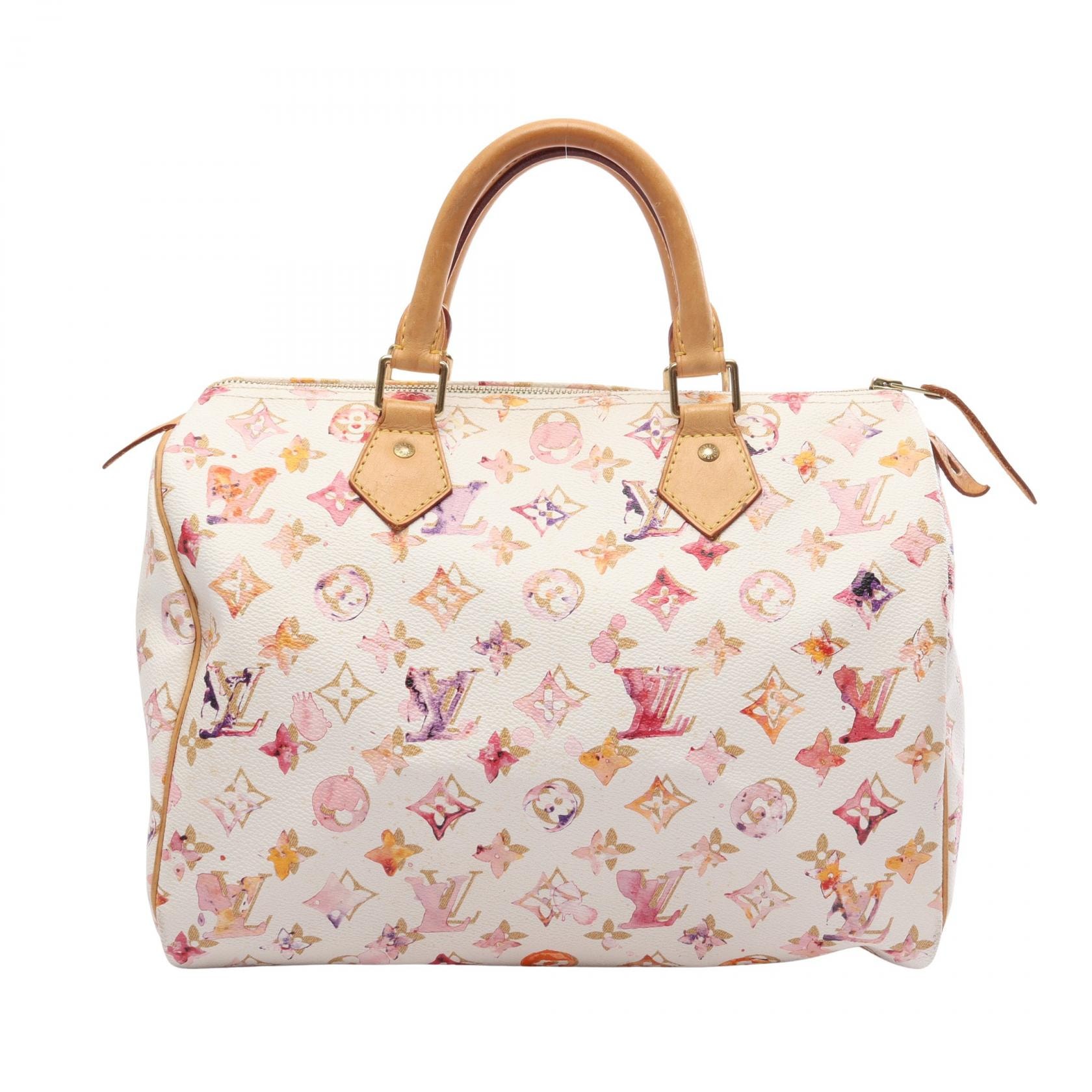 ルイ・ヴィトン LOUIS VUITTON スピーディー30 モノグラムウォーターカラー ブロン ハンドバッグ バッグ PVCコーティングキャンバス レザー レディース ホワイト系 / マルチカラー M95751 【中古】