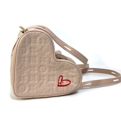 ルイヴィトン LOUIS VUITTON サック クール フォーリンラブ M58738 モノグラム ハート ボックス カバン 斜め掛け ポシェット ショルダーバッグ レザー ライトピンク ピンク 美品