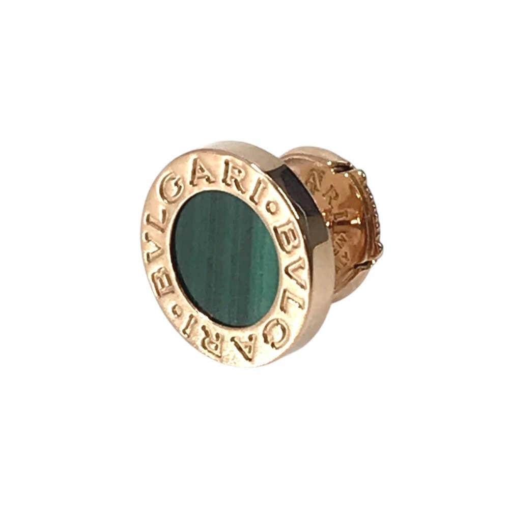 ブルガリ BVLGARI ブルガリブルガリロゴ シングルピアス マラカイト K18 金 18K アクセサリー ジュエリー ピアス Au750 ピンクゴールド 美品