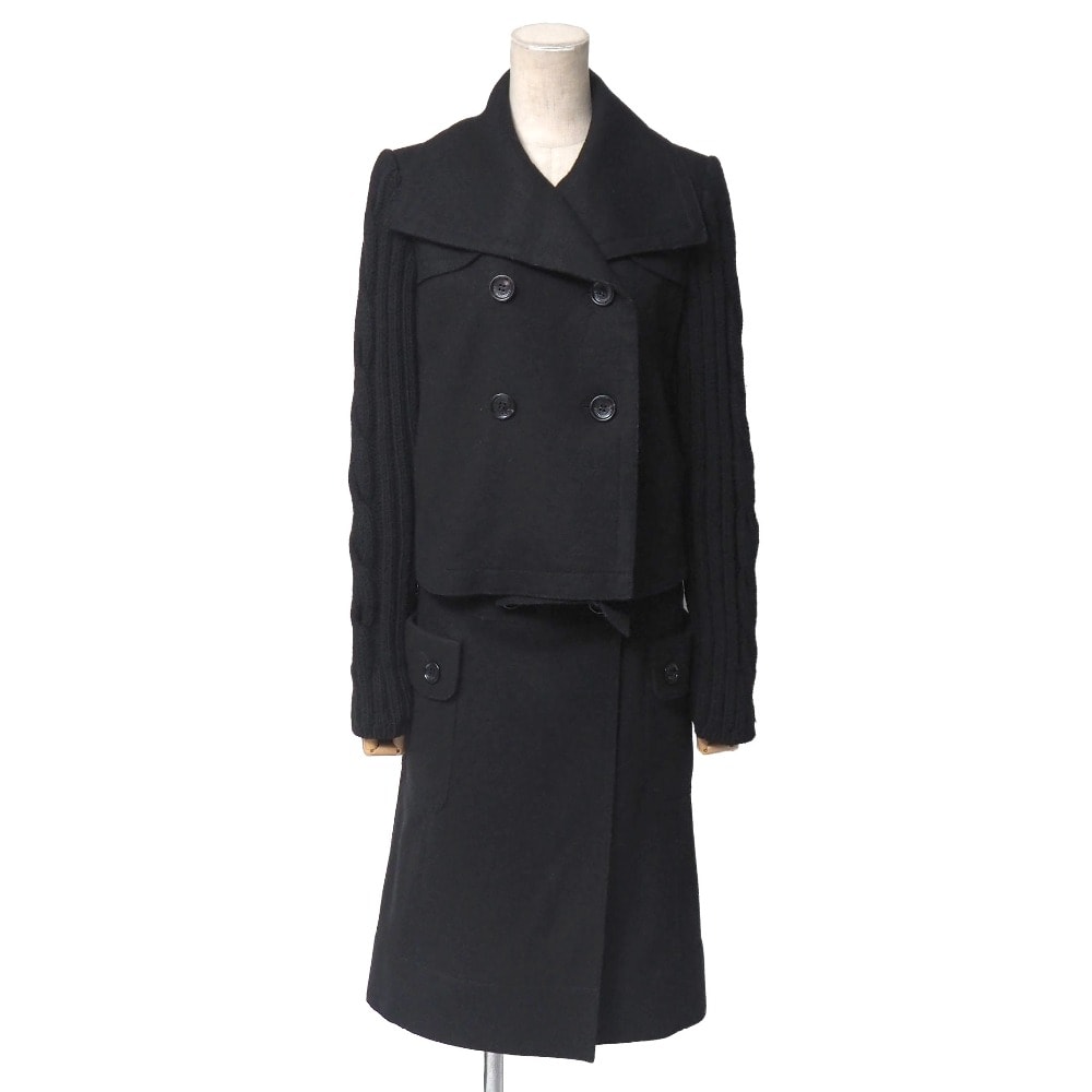 BURBERRY バーバリー スカートセットアップ サイズ38 カットオフ加工 ニット切替 ダブルジャケット+ラップスカート ブランド古着【中古】20260320/RA8552