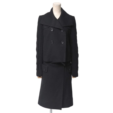 BURBERRY バーバリー スカートセットアップ サイズ38 カットオフ加工 ニット切替 ダブルジャケット+ラップスカート ブランド古着【中古】20260320/RA8552