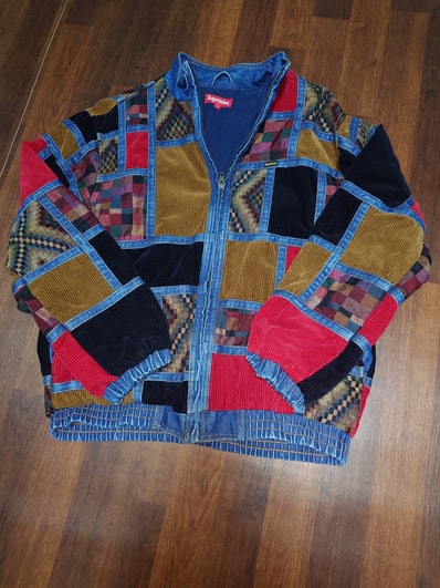 Supreme Corduroy Patchwork Denim Jacket (18FW) "Washed Blue"