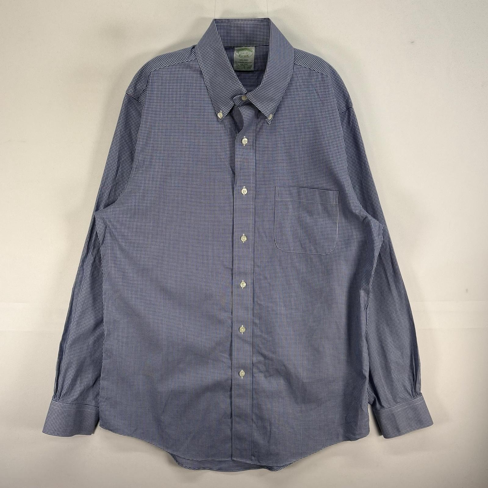 古着 ブルックスブラザーズ Brooks Brothers 長袖シャツ ボタンダウン 胸ポケ MILANO M ブルー系 チェック メンズ