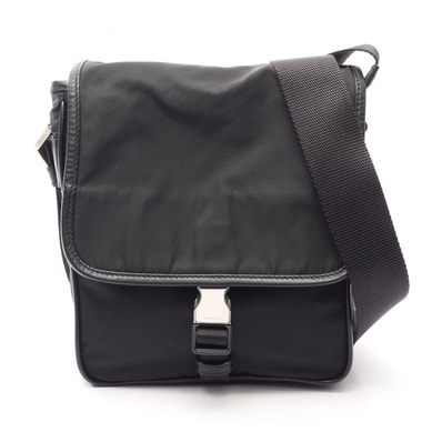 プラダ PRADA VIAGGIO ショルダーバッグ バッグ ナイロン サフィアーノレザー メンズ レディース ブラック系 V167 【中古】