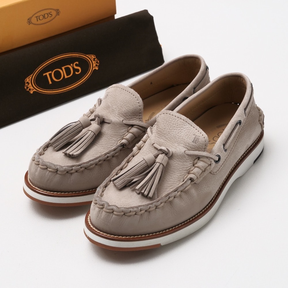 TOD'S トッズ PANTOFOLA NAPPINA ローファー サイズ6 タッセル モカシン ヌバック 靴 イタリア製 ブランド古着【中古】20250429/RA4429